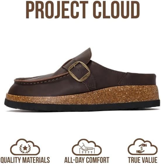 Project Cloud 100% Genuine Leather Moccasin-Style Clogs for Women - Memory Foam and Water Resistant Mules Slip-on - Non-Slip and Durable Clogs Casual Shoes for Women Footwear thumbnail