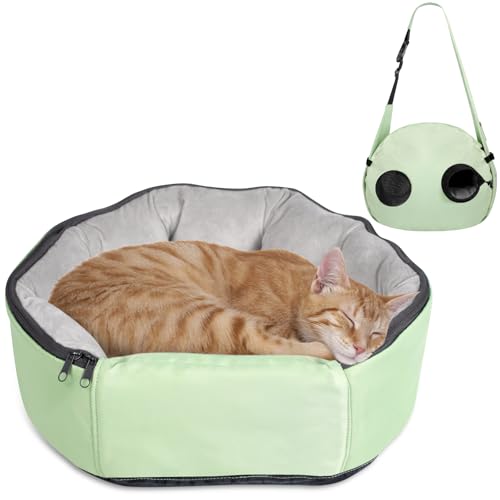 DELOMENPA 2-in-1 Pet Sling Carrier & Bed, Convertible Cat Travel Bag with Machine Washable Cover...
