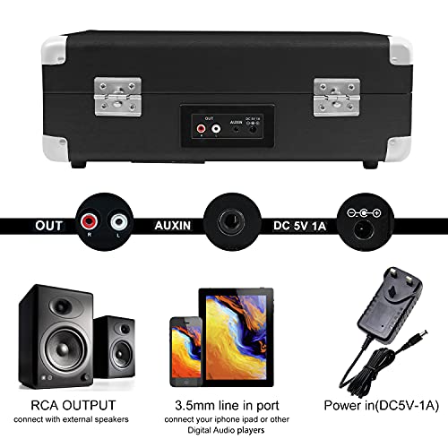 EastRock Platine Vinyle Bluetooth Portable USB, Vintage Platine Vinyle à 3 Vitesses (33/45/78 RPM), Tourne-Disque avec… - Les Beatles, Paul McCartney, John Lennon, RIngo Starr, George Harrison EastRock Platine Vinyle Bluetooth Portable USB, Vintage Platine Vinyle à 3 Vitesses (33/45/78 RPM), Tourne-Disque avec… – Image 4