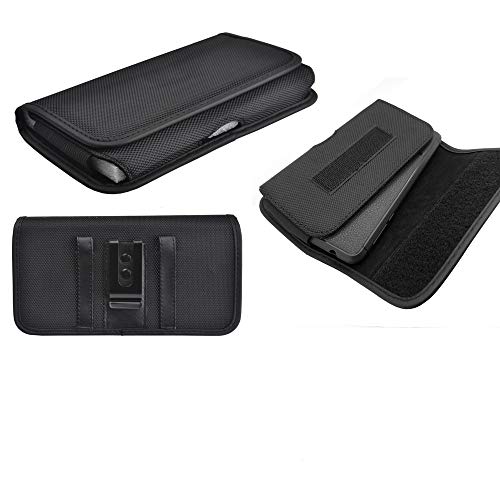 Pouch Case Compatible For Consumer Cellular Zmax-11 / Zte Zmax-10 Car Mount 3In1 Ring Phone Stand Finger Carrier +Horizontal Canvas Holster With Belt Clip Loop (3In1 Ring Black +Pouch Case) #TOP1