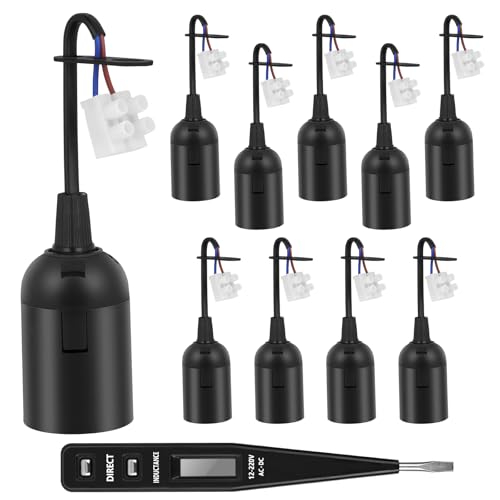 AUAUY 10Pack Portalamparas E27 con Cable, Negro