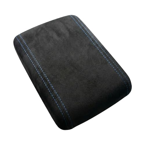 RedlineGoods Center Console Cover Compatible with Mazda RX7 1993-02. Tailor Made - not Universal. Genuine top-Grade Italian Black Suede (Alcantara) with Blue Thread