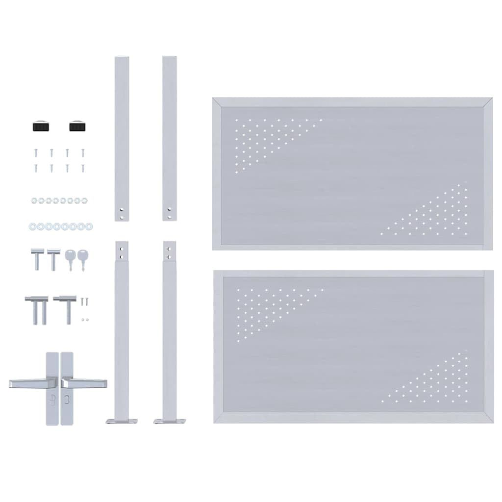 vidaXL Gartentor Edelstahl 85 x 97 cm Silber mit Schloss