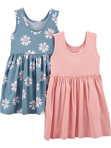 Simple Joys by Carter\'s Baby Girls Short-Sleeve and Sleeveless Sets Playwear Dress, Pink/Navy Floral, 18 Months US