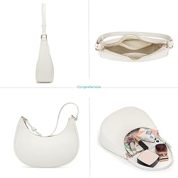 Barabum Sac à Main Rétro Classique Cuir Synthétique Fermeture Éclair Femme Blanc 9