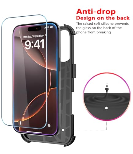 Image of Diverbox for iPhone 16 Pro Max Case [Compatible with MagSafe][Shockproof] [Dropproof][Tempered Glass Screen Protector + Camera Protectors] Heavy Duty Protection for iPhone 16 Pro Max (Magnetic Black)