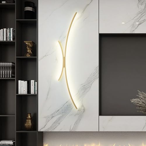 Lámpara de pared LED curva con difusor de silicona antideslumbrante en color oro