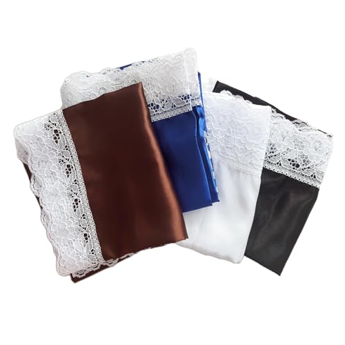 Lap Scarf Handkerchief Silk Lap Scarf Scarves Covers Cloths with Lace for Ladies Women Church4