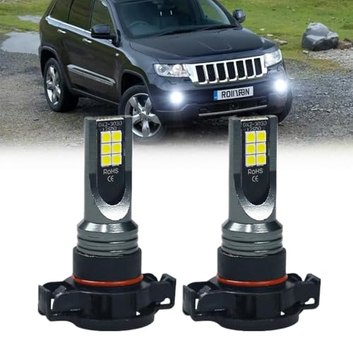 2x LED Fog Light Bulbs Lamp For Jeep Grand Cherokee 2011-2012? 2504 PSX24W 12276 LED Fog Light Bulbs, 3200 Lumens Super Bright, 6000K Xenon White, 3030 12 SMD Chips, DRL Replacement Lamps