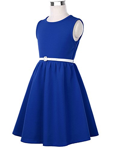 Vintage Plain Dresses For Girls With Belt 10Yrs Cl0482-6 #TOP3