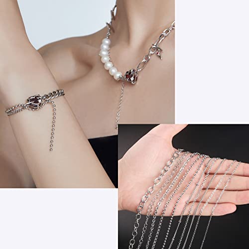 Ecoofor Necklace Chains For Jewelry Making, 78.7 Feet 10 Rolls 304 Stainless Steel Jewelry Chains For Diy Necklace Bracelet Jewelry Making With Stainless Steel Jump Rings/Lobster Clasps/Connectors #TOP6