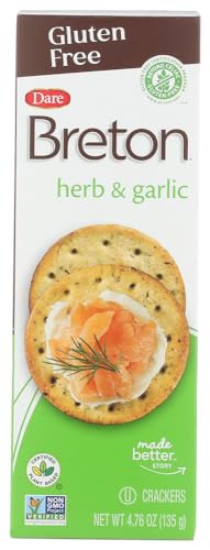 Dare Breton Gluten Free Crackers, Herb and Garlic, 4.76 Ounce (Pack of 6) by Dare