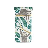 Tarity Eyeglass Case Sloths Tropical Leaves Glasses Pouch Case Soft Sunglasses Pouch Bag Squeeze PU
