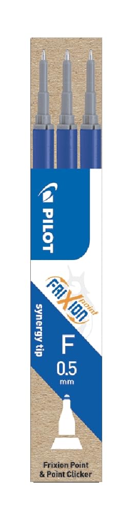 Pilot Frixion-Point wkłady wymienne do piór kulkowych, cienka końcówka, zestaw 3-częściowy, kolor niebieski, 12 sztuk