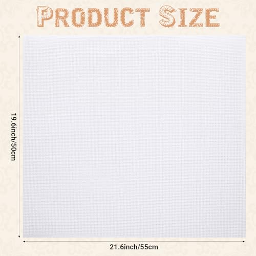 Image of 2 Pieces Cross Stitch Fabric, Aida Cloth 14 Count 19.6 x 21.6 Inch, 14 Count Aida Cloth White, Cross Stitch Fabric Classic Reserve, for Craft Embroidery, Handmade Needlework, DIY Handicrafts