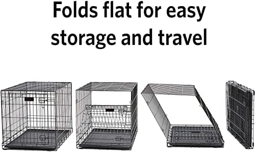 BUNNY BUSINESS UNDERDOG Metal Dog Crate/Cage  Pet Black Metal Folding Cage with 2 Doors Sliding Chew Resistant Plastic Base Tray with Bed Heavy Duty Puppy Training Solution (48" XX-LGE, Black)