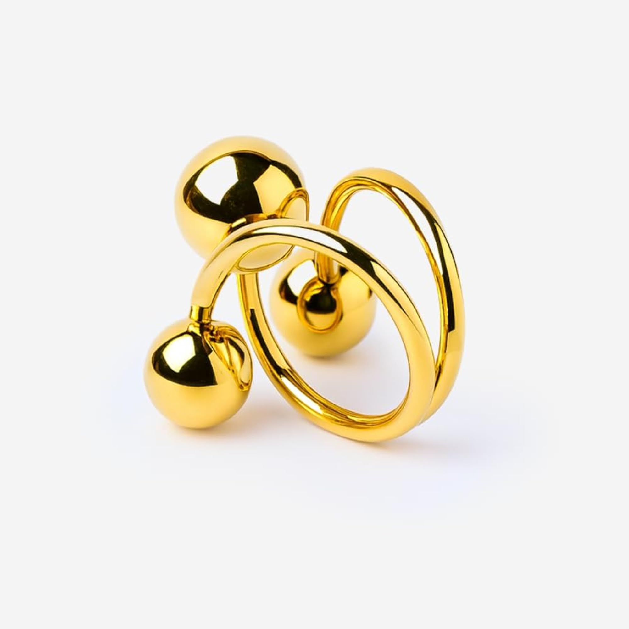 Abstract Gold Statement Sphere Ring for Women