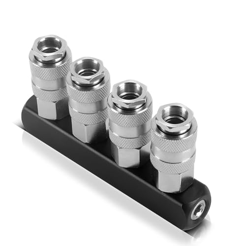 Magnum Druckluftverteiler Wanddose – 3x 1/4" + 2x 1/2" Anschlüsse, Alu-Verteilerblock Für Die Werkstatt