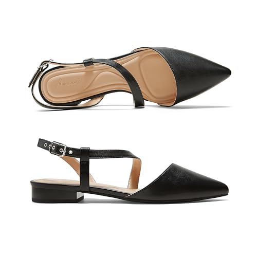 Arromic Slingback Flats for Women Pointed Toe Flat Shoe Comfortable Leather Casual Fashion Dress Work Office Shoes Black by Arromic - Used condition - Image 6