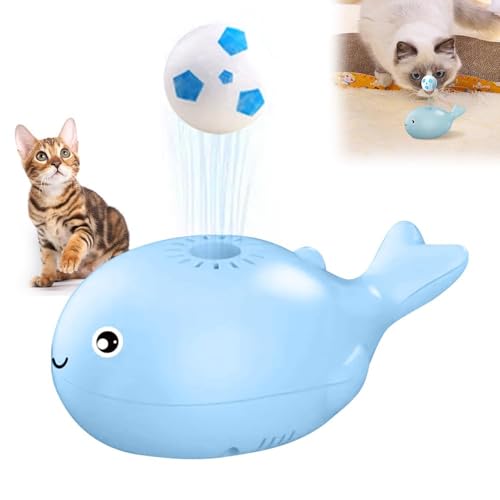Upgraded Whale-Shaped Floating Cat Toy Ball - Interactive Electric Moving Cat Soccer Ball for Indoor Cats, Automatic Battery Operated Pet Exercise Toy, Blue