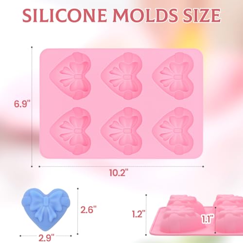 image for SJ Heart&Bow Shaped Silicone Mold 2 Packs, Soap Molds for Soap Making,