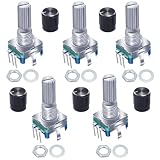 CGNRONEAU 5Pcs EC11 Digital Potentiometer Rotary Encoder with Push Button 360° 5 Pins and Knob Cap with...