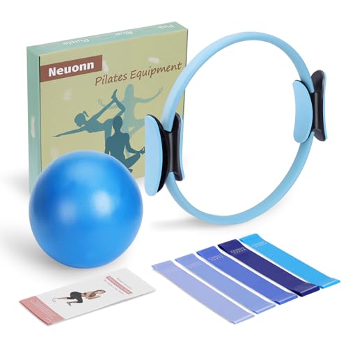 Pilates Ring Set for Home Workout, Pilates Essentials Kit for Women, [12” Fitness Circle, Pilates Balls, Resistance Bands] Starter Set for Yoga, Exercise, Toning and Flexibility