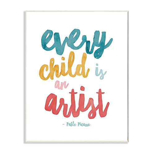 Décoration murale Picasso Every Child is an Artist tableau blanc citation 33 x 48 cm