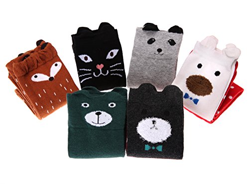 Color City Girls Socks Knee High Stockings Cartoon Animal Warm Cotton Socks (Assorted 6 Colors #TOP4