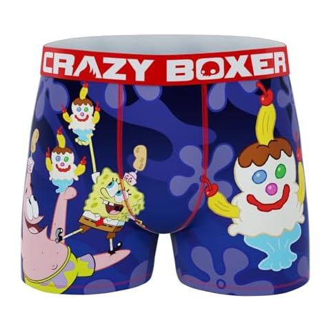 CRAZYBOXER Men's Underwear SpongeBob Face Box Non-slip waistband Soft Boxer Brief Distortion-free (Creative Packaging) Cover