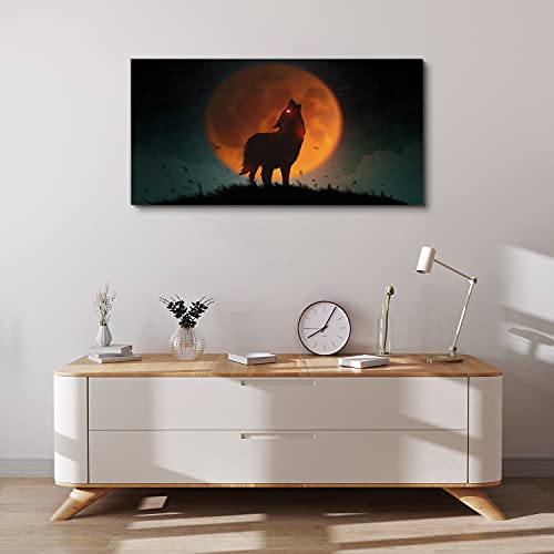 Tableau loup grand format pour habiller un mur vide