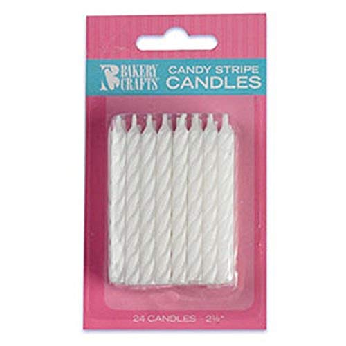 Oasis Supply Candy Stripe Birthday Candles, 2.5-Inch, White #TOP5