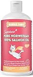 Premium Salmon Oil for Cats – Pure Norwegian Salmon Oil High in Omega 3 EPA & DHA -Powerful Fish Oil for Cats Skin & Coat, Hip & Joints, Allergies & Immunity – Omega 3 Fish Oil - 4oz Liquid