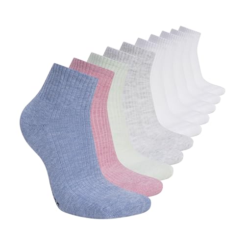 Image of Skechers Women's 10-pack Half Terry Classic Quarter Crew Socks, Comfort-fit & Cushioned Footbed