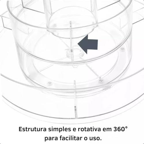 Organizador Giratório de Acrílico para Cosméticos e Maquiagem de Mesa
