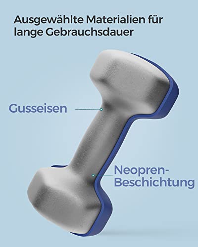 Foto von SONGMICS Hanteln, 2er Set, 2 x 4 kg, Hantelset, Kurzhanteln, Hexagon, Neopren-Beschichtung, Krafttraining, Workout, Fitnesstraining, für Zuhause, hafenblau SYL908Q01