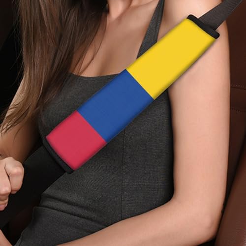 2-Pack Colombia Flag Car Seat Belt Pads – Premium Soft Fabric, Comfortable and Supportive – Ideal for Cars, Trucks, SUVs – Show Your Colombian Pride with Comfort