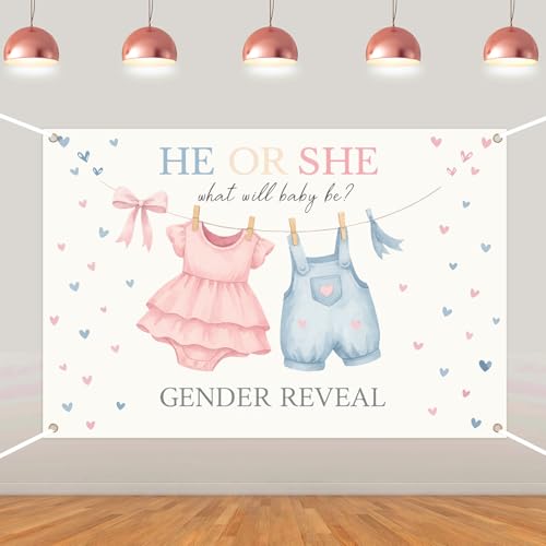 He or She What Will Baby Be Backdrop Gender Reveal...