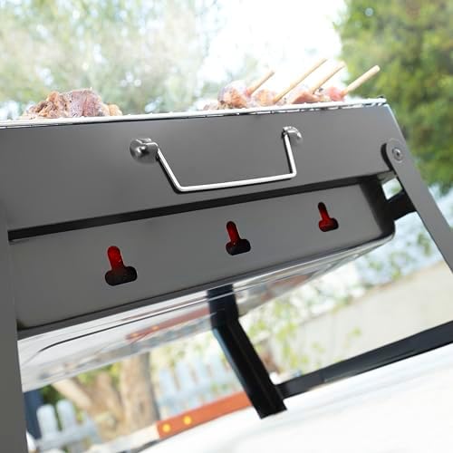 InnovaGoods - Składany Grill Stołowy na Węgiel Drzewny, Przenośny, Łatwy w Użyciu i Czyszczeniu, Kompatybilny z Węglem Drzewnym, Czarny, 41x28x20 cm