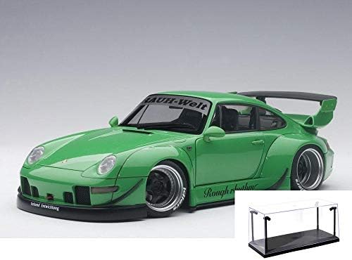 Diecast Car & LED Display Case Package - Porsche RWB 993, Green - Auto Art 78151 - 1/18 Scale Diecast Model Toy Car w/LED Display Case