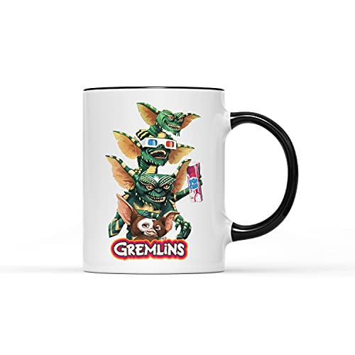 Gremlins Mug - Dark Comedy Horror Film Coffee Cup Perfect Ideal Present Gift Idea Heavy Duty Ceramic Handle Coated Dishwasher Microwave Safe (Black Handle)