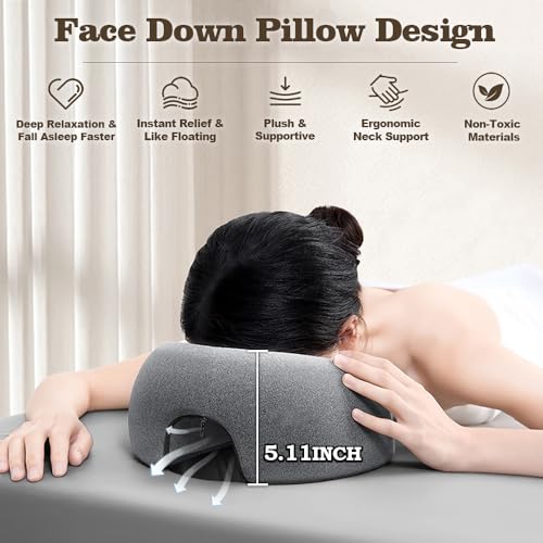 Massage Headrest for Bed,Face Down Pillow for Massage Table,Stomach Sleeping, BBL Pillow After Surgery,Post-Eye Surgery Recovery,Tanning Pillow,Memory Foam Pillow Home Massage (Gray) by Goldencivetcat - Image 5