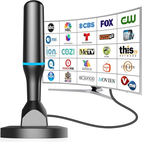2025 TV Antennas Indoor, Digital Antenna for Smart TV, HDTV Antenna for Local Channels with Strong Magnetic Base, 4K 1080P HD Antennas for Tv Without Cable -10ft Long Cable (TB421-B)