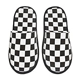 Zapatillas De Casa Hombre Mujer Impresión De Tablero De Ajedrez En White Y...