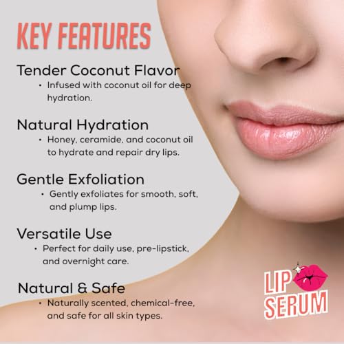 Image of Bee & Beauty Moisturizing Lip Serum Roll On - 5ml | With Refreshing Tender Coconut | Nourishes, Hydrates and Gently Exfoliates | For Men and Women | Natural Pink Lip Roll On For Daily Lip Care