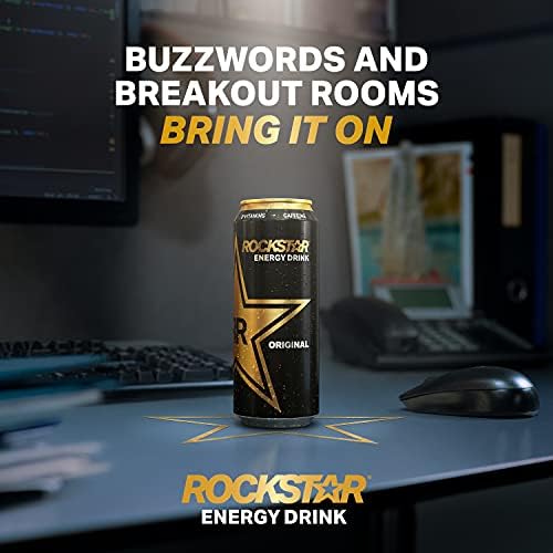 Rockstar Energy Drink - Original - Non-Alcoholic - 200 mg Caffeine - Caffeinated Drink with Taurine, Guarana, Ginseng, & B-Vitamins - 12 x 500ml cans