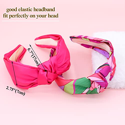 Begood Knotted Headband For Women Pink Womens Knotted Headbands Tropical Wide Headbands Fashion Hairbands For Women's Hair Designer Summer Headbands Turban Hair Accessories For Girls 2Pcs #TOP5