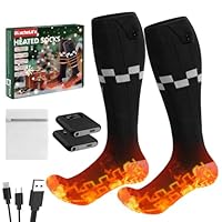 iKuchelife Calcetines Calefactables Recargables 2 Baterías Integradas de 7500mAh Calcetin Calefactable 4 Temperaturas Calcetines Calefactables Mujer y Hombre para Esquí Acampar Caza y Senderismo