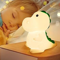 Lampara Velador Bebe Glovios Luz Nocturna Infantil de silicona,dinosaurio Luz Nocturna Infantil,7 Color,Recargable Lámpara de Noche LED,Silicona Luz Bebe Nocturna,Niños Regalo para Dormitorio (Dinosaurio)