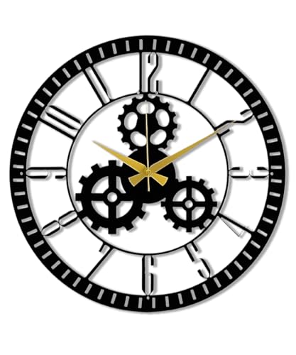 Image of Auromin Gear Wall Clock for Living Room Stylish | Unique Metal Wall Clock for Living Room, Bedroom, Hall, Kitchen | Non Ticking Analog Wall Watch for Home Decor Items